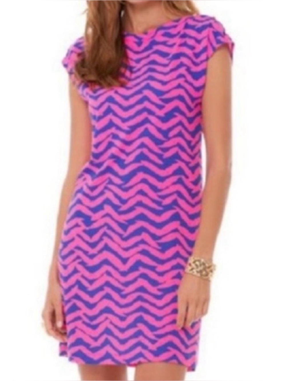 LILLY PULITZER Pout Pink Get Lucky Cap Sleeve Robyn T-shirt Dress Size Small